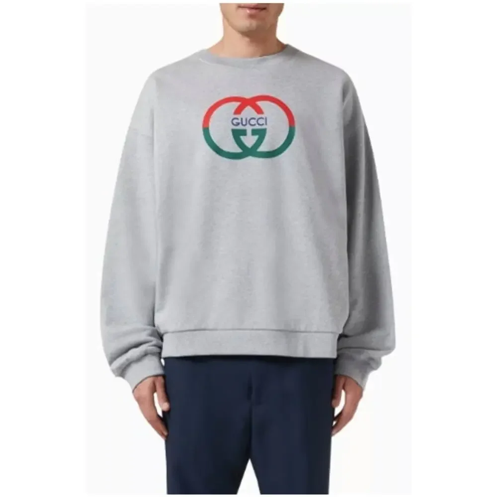 Men's Gucci jersey, cotton GG felted sweatshirt, size XL made in Italy